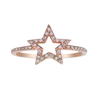 14k Diamond Trend Star Ring
