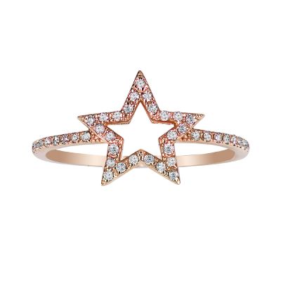 14k Diamond Trend Star Ring