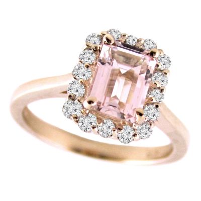 14k Morganite and Diamond Ring