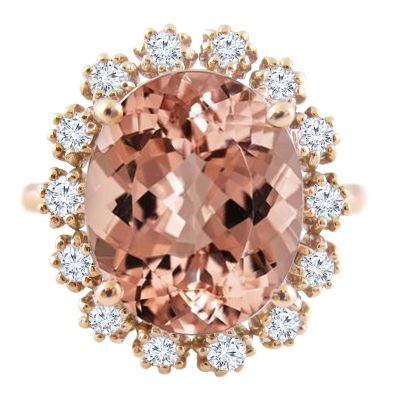 14k Morganite and Diamond Ring