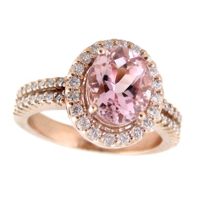 14k Morganite and Diamond Ring