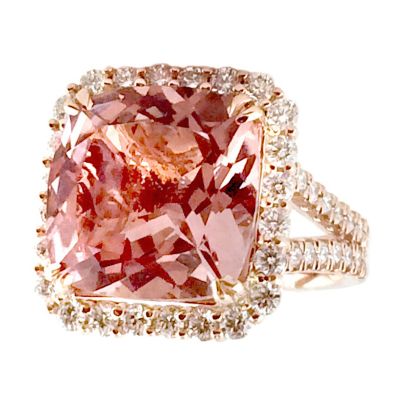 14k Morganite and Diamond Ring