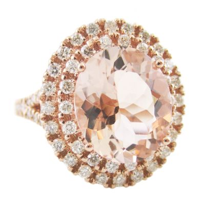 14k Morganite and Diamond Ring