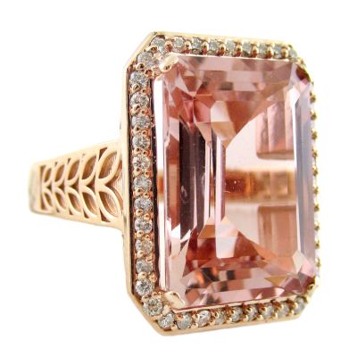 14k Morganite and Diamond Ring