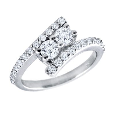 14k 2ctw Diamond Two Stone Ring