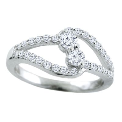 14k .50ctw Diamond Two Stone Ring