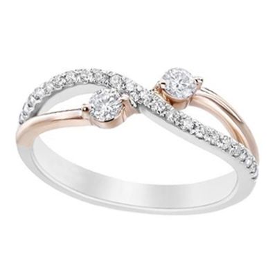 14k .34ctw Diamond Two Stone Ring
