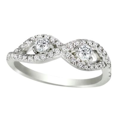 14k .50ctw Diamond Two Stone Ring
