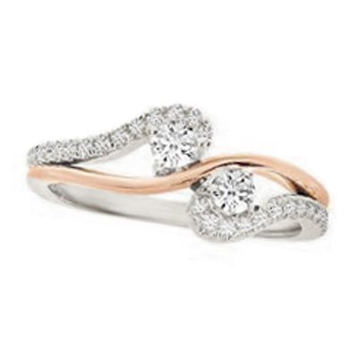 14k .36ctw Diamond Two Stone Ring