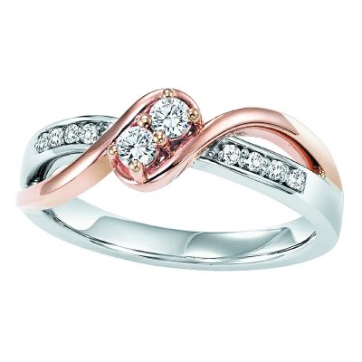 14k .25ctw Diamond Two Stone Ring