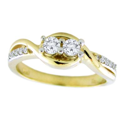 14k .25ctw Diamond Two Stone Ring