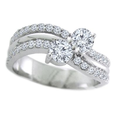 14k 1ctw Diamond Two Stone Ring