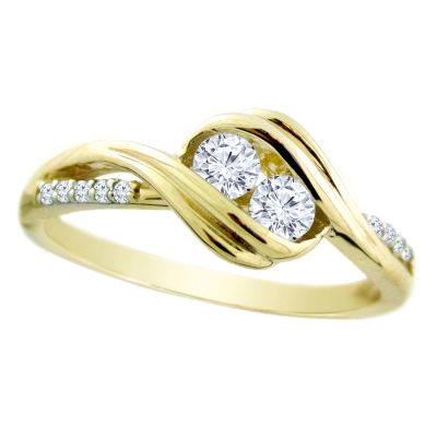 14k .25ctw Diamond Two Stone Ring
