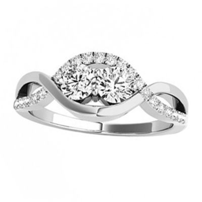 14k .65ctw Diamond Two Stone Ring