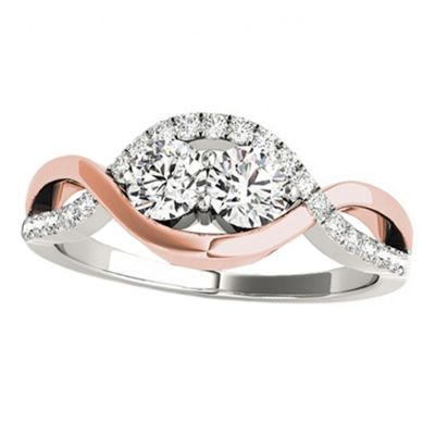 14k .40ctw Diamond Two Stone Ring