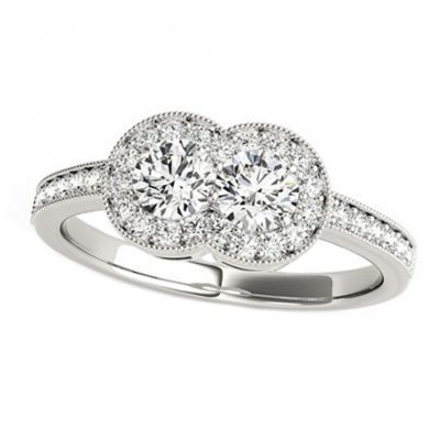14k .80ctw Diamond Two Stone Ring