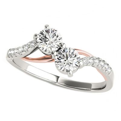 14k .36ctw Diamond Two Stone Ring
