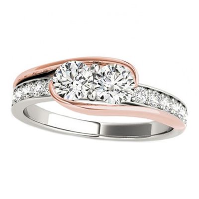 14k .55ctw Diamond Two Stone Ring