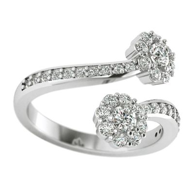 14k .75ctw Diamond Two Stone Ring