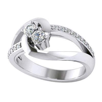 14k .50ctw Diamond Two Stone Ring