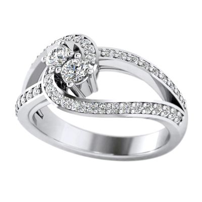 14k .75ctw Diamond Two Stone Ring