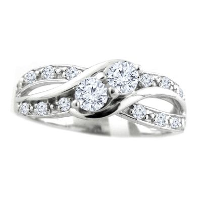14k .25ctw Diamond Two Stone Ring