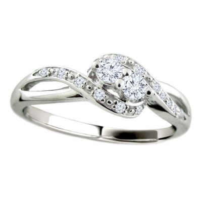 14k .25ctw Diamond Two Stone Ring