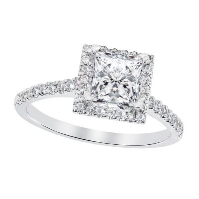 .35ctw Diamond Halo Semi-Mount Platinum Ring