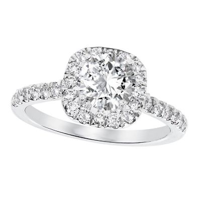 .50ctw Diamond Semi-Mount Halo Platinum Ring