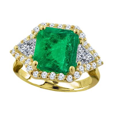 14k Emerald and Diamond Ring