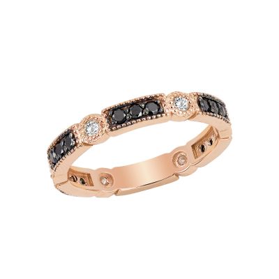 14k Black and White Diamond Stackable Ring