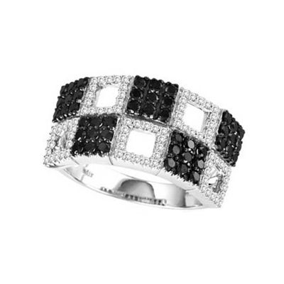 14k Black and White Diamond Trend Ring