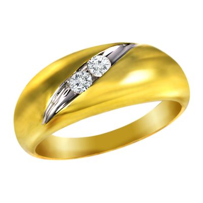 14k & Sterling Silver Diamond Men's Ring