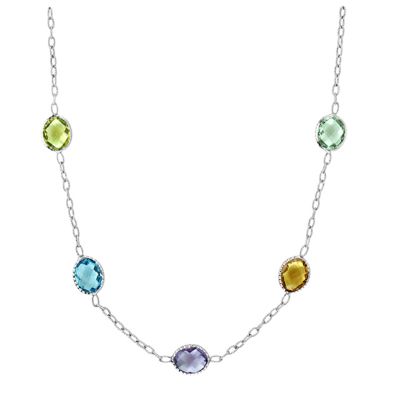 Sterling Silver Multi-Stone Necklace