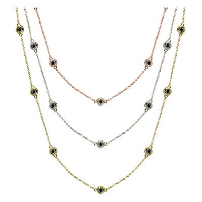14k .25ctw Fancy Bezel Diamond By The Yard Necklace