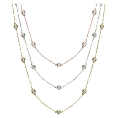 14k .25ctw Fancy Bezel Diamond By The Yard Necklace