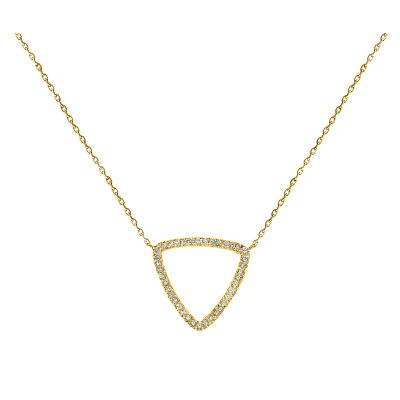 14k Diamond Curved Triangle Necklace