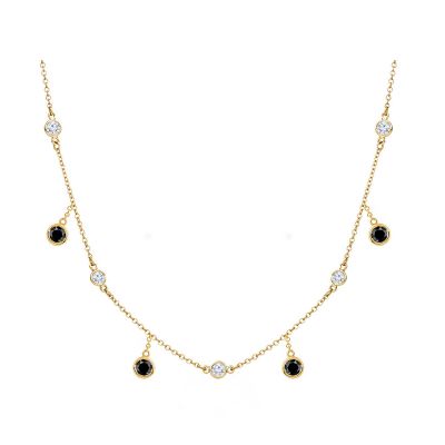 14k 1.40cttw Black and White Diamond Cleopatra Necklace 