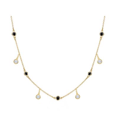 14k Black and White Diamond Cleopatra Necklace 