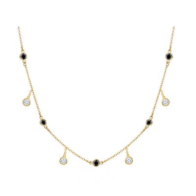 14k Black and White Diamond Cleopatra Necklace 