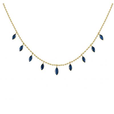 14k 3.80ctw Sapphire Trendy Layer Necklace 