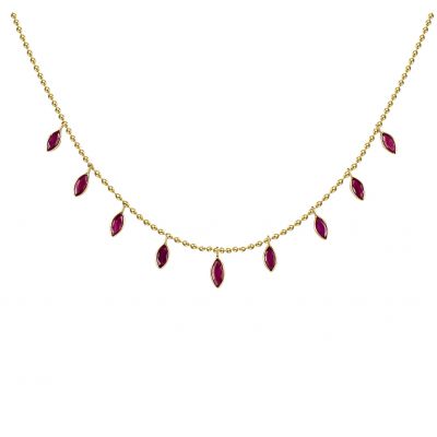 14k 3.80ctw Ruby Trendy Layer Necklace 