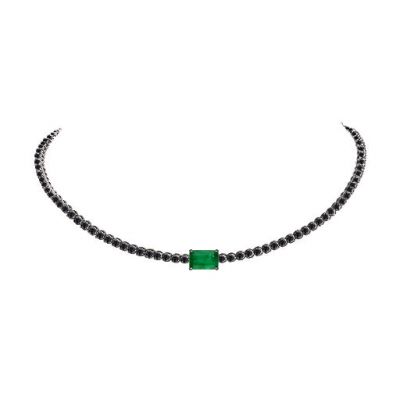 Eternally One Emerald and Black Diamond Choker Necklace