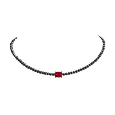 Eternally One Ruby and Black Diamond Choker Necklace