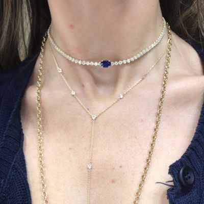 Eternally One Oval Sapphire and Diamond Choker Necklace