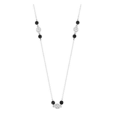 14k Black and White Diamond By The Yard Necklace